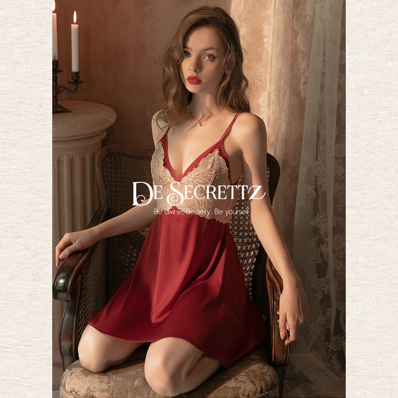 DeSecrettz FAITH Baju Tidur Wanita Dewasa Includes Lingerie Sexy Dress &amp; G String, Baju Tidur Sexy, Baju Haram Sexy, Baju Dinas Depan Suami, Baju Tidur Wanita Sexy, Lingerie Satin, Pakaian Dalam Wanita Sexy, Lingeri Seksi, Lingerie Murah, Sexy Lingerie