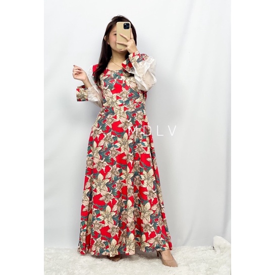 MDLV ~ 05560# Maxixe Floral Maxi Dress Premium Long Dress Korea Look Fashion Import