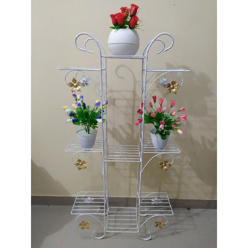 RAK BUNGA MINIMALIS DARI BESI 10 MUAT 9 POT