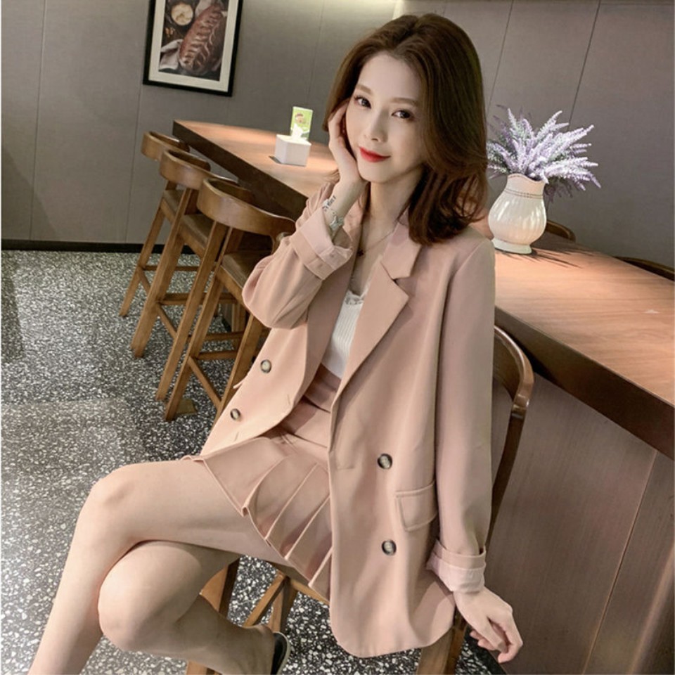 Setelan Blazer Korea Lengan Panjang  rok  Mini High Waist 