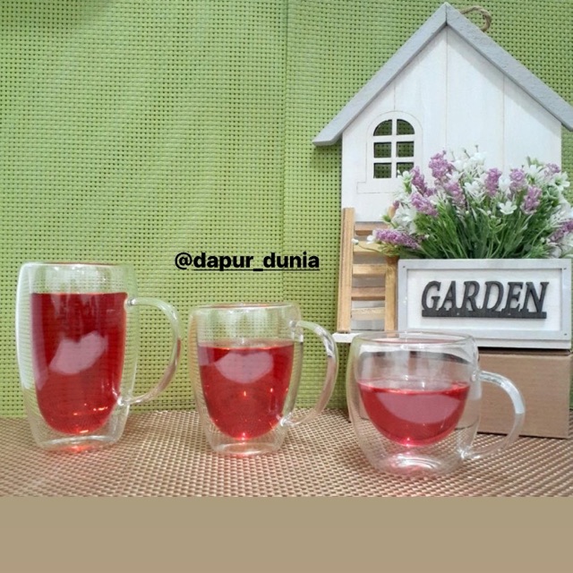 Gelas kaca double wall ( 250ml / 350ml / 450ml )