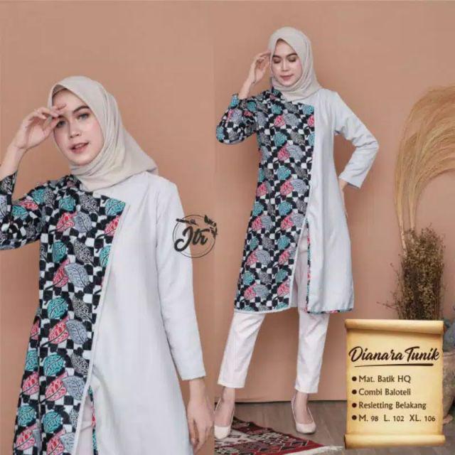 Batik Tunik Shibori Jumputan Terbaru Size S-3l / Hrb026 Yelbor Navbor / Biru Putih / Original Batik