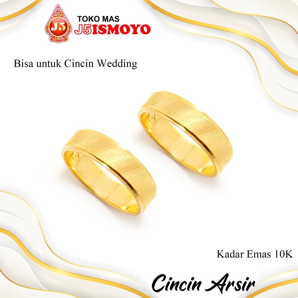 Cincin Emas Plat Arsir Bisa Untuk Wedding Ring, Cincin Nikah, Cincin Kawin, Cincin Couple J5Ismoyo