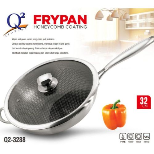 Panci Wajan Goreng Anti Lengket 32 cm Honeycomb Wok - 3288