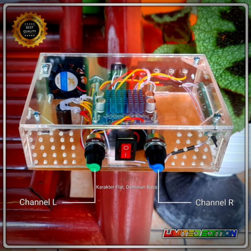 Power Amplifier Mobil/Truk/Rumahan (Box Acrylic) Daya Aki/Adaptor/SMPS 12V [2x30Watt]