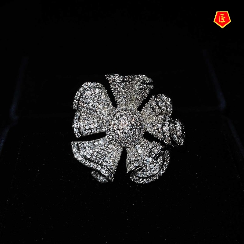 [Ready Stock]Fashion Luxury Super Flash Diamond Ring Heavy Industry Jewelry Design