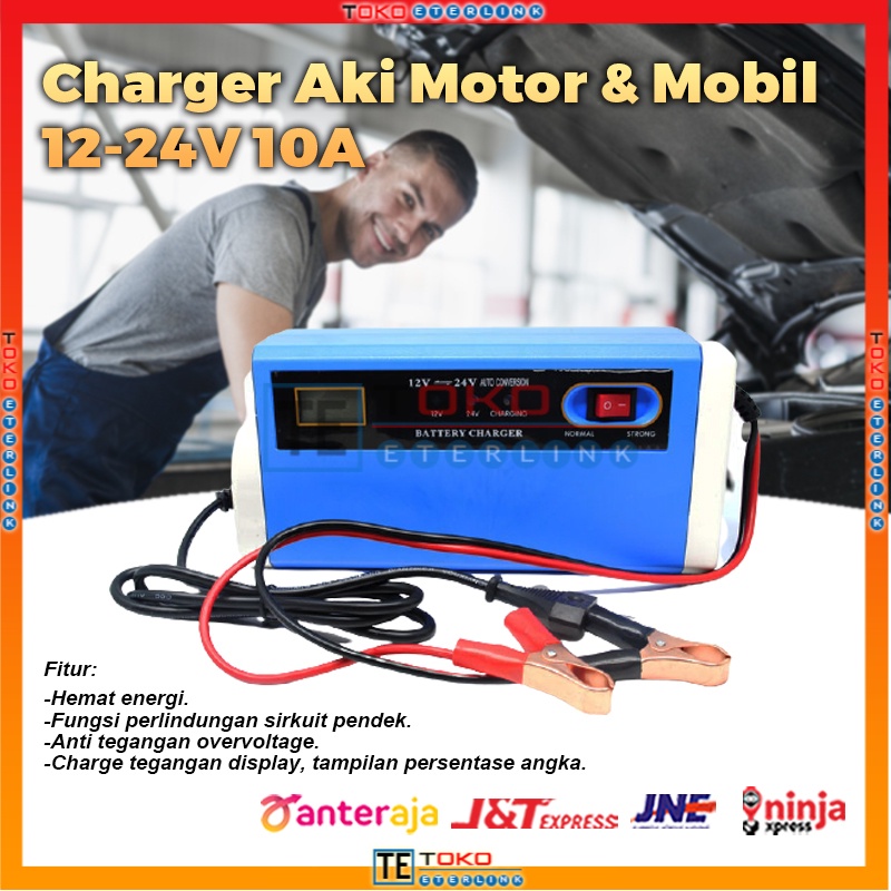 Jual NEW Premium Charger Aki Mobil Motor Lead Acid 12-24V 10A With LCD ...