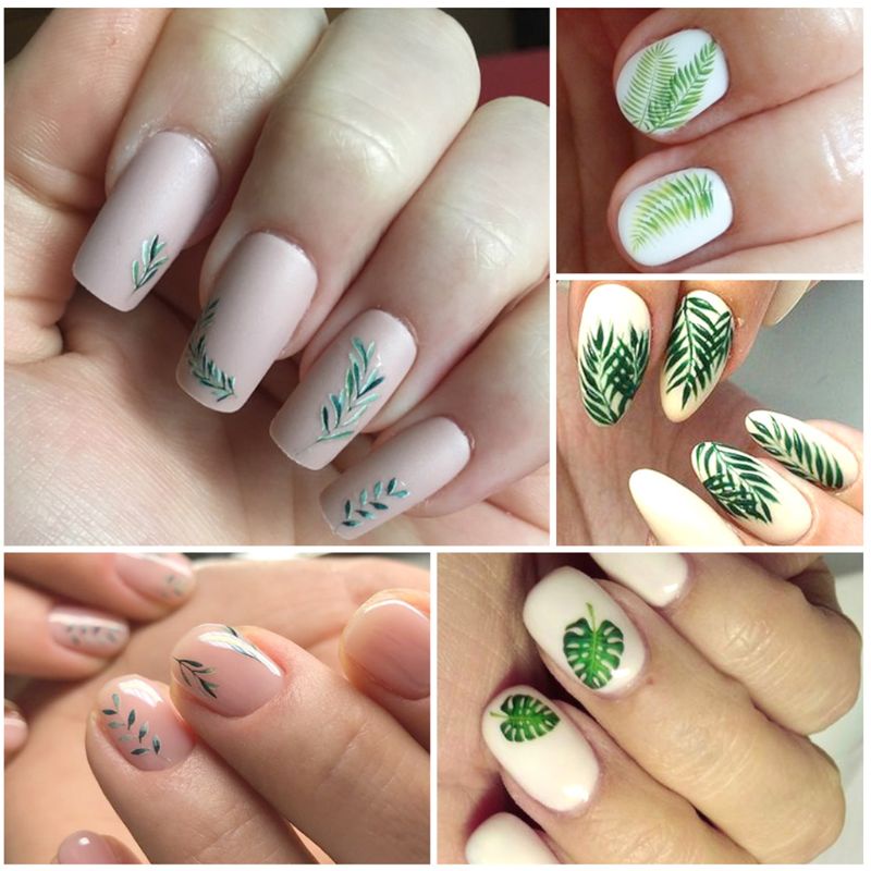 SIY  12 Pcs/set Nail Watermark Sticker Large Green Plant Pattern Epoxy Filling Material Trend Lady DIY Nails Making Filler