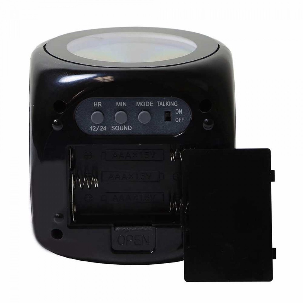 Jam Alarm Projection LCD Digital Clock Voice Hitam