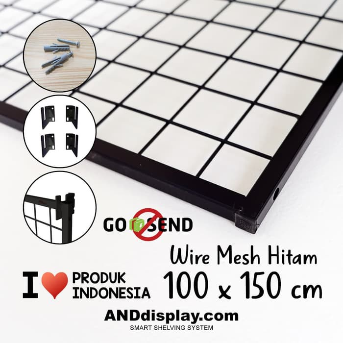 WIREMESH 100x150CM + H5 WALL HITAM KAWAT RAM DINDING WIRE GRID