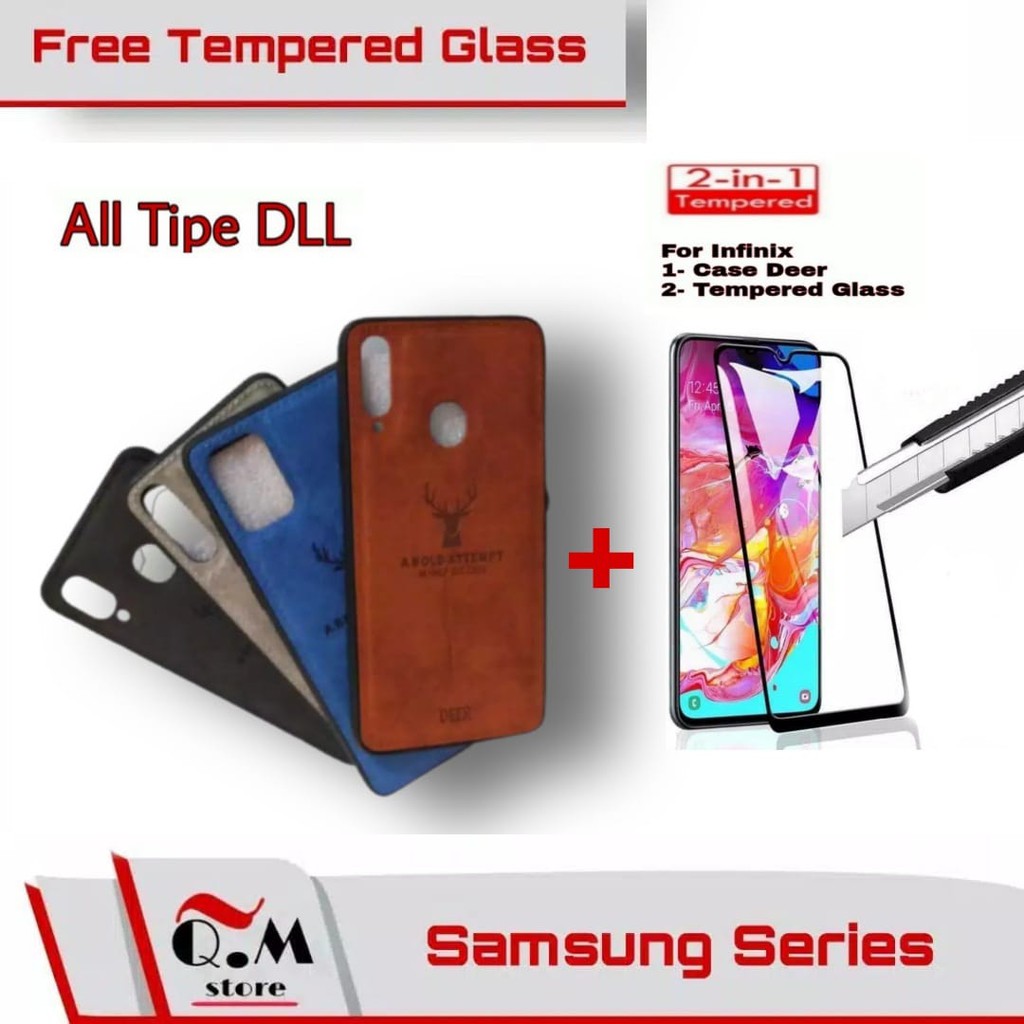 Paket 2 in1 Case Deer Samsung M62 / A12 / A11 / A21 / A31 / A71 / A51 / A21S / A70 / A50 / A50S / A30S / A20 / A20S / A10S / A01 / M12