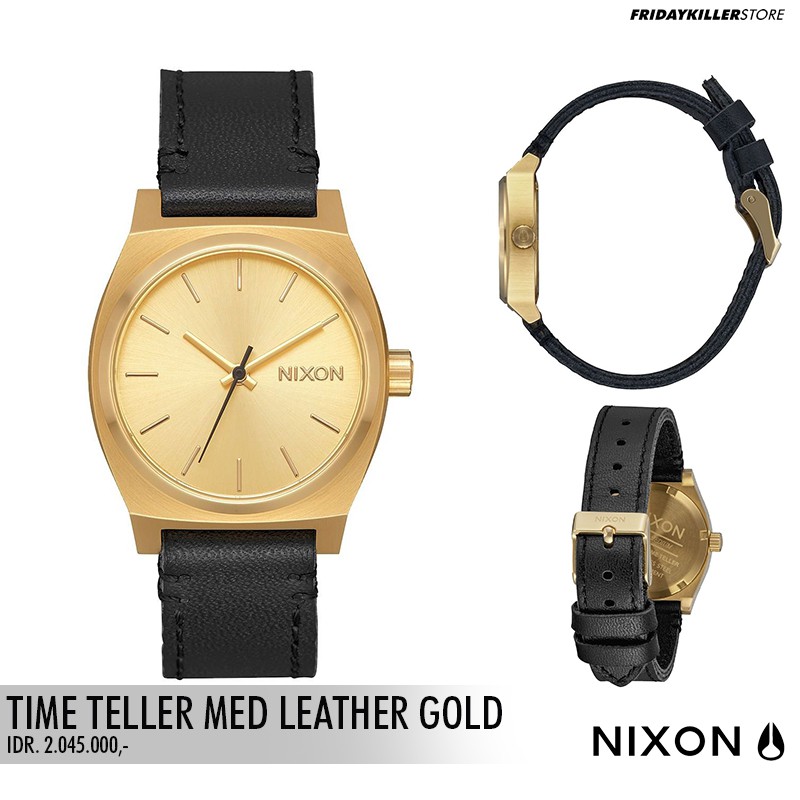 JAM TANGAN NIXON | TIME TELLER MED LEATHER GOLD BLACK