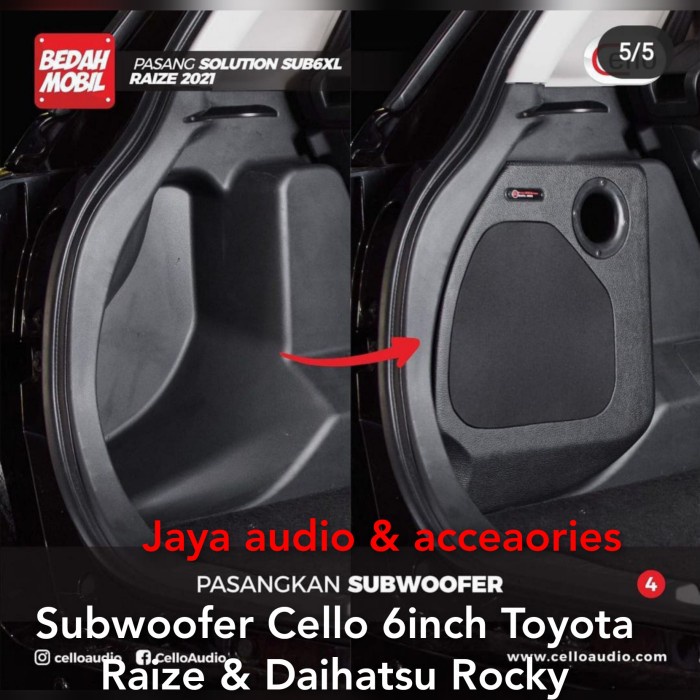 Diskon Subwoofer PNP Cello 6inch Toyota Raize 2021-Daihatsu Rocky 2021