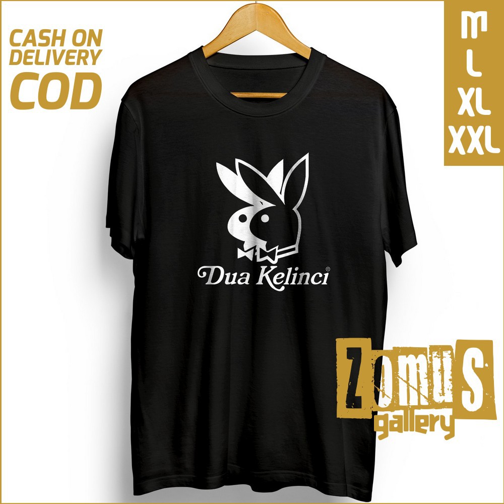 Kaos Laki Laki Remaja - T Shirt Pria Dewasa Original ZOMU186 Plesetan Dua Kelinci Playboy 100% Cotto