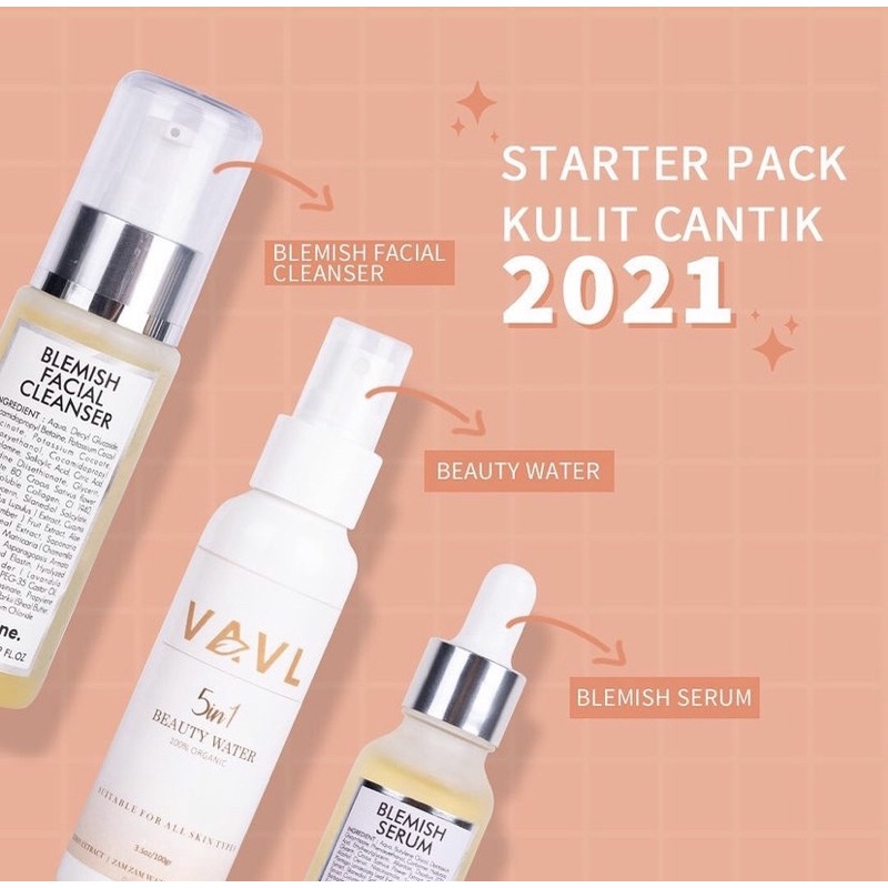 {BPOM} VAVL SKINCARE 3item ( facial wash, beauty water, blemish serum)