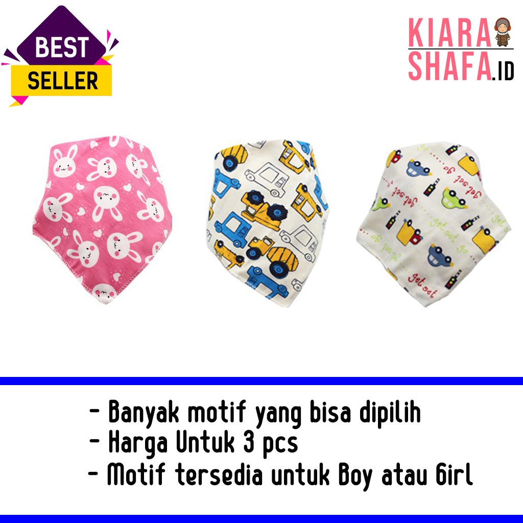 [3 pcs] Slabber Bayi / Bibs Bayi / Tatakan Iler / Celemek Bayi Ukuran Segitiga