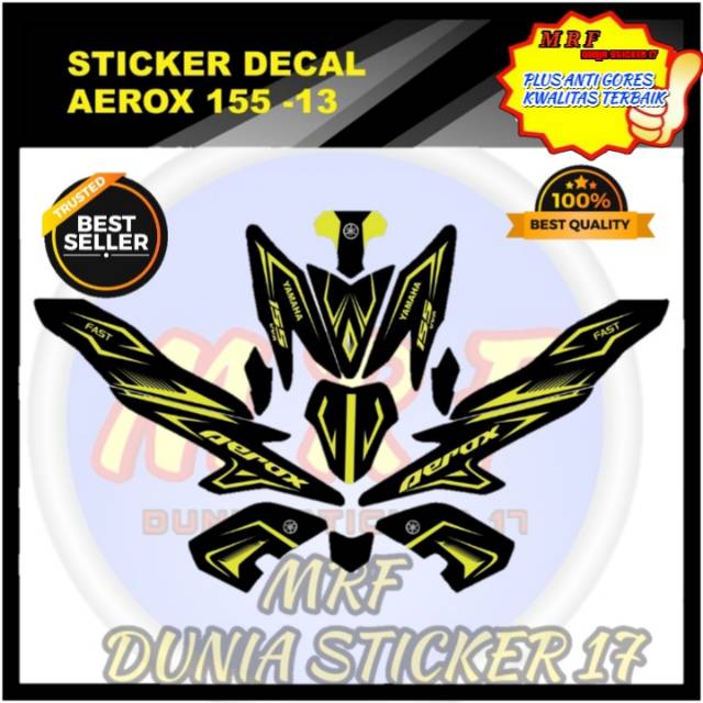 dekal aerox 155 stiker decal aerox 155 decal stiker aerox 155  stiker motor aerox 155 hitam kuning