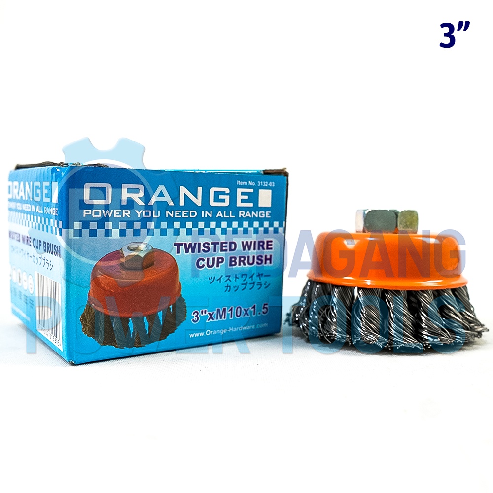 ORANGE SIKAT MANGKOK KEPANG 3 INCH TWISTED WIRE CUP BRUSH MATA GERINDA