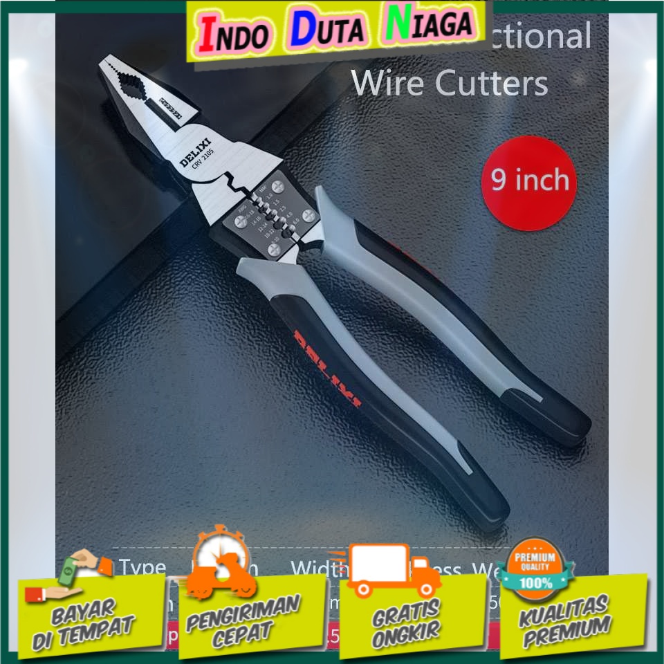 DELIXI Tang Pemotong Kawat CRV Multifungsi Wire Cutter 9 inch - 2105