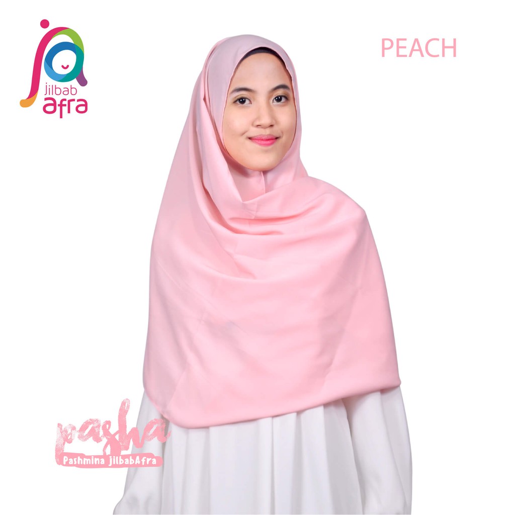 Jilbab Pashmina Pasha Peach - Kerudung Pashmina Jilbab Afra - Bahan Wolfis, Lembut &amp; Adem