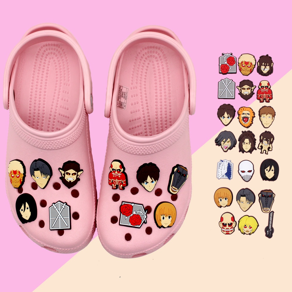 Attack on titan Crocs Gesper Sepatu Karakter Anime Kartun Jibbitz DIY Dapat Dilepas sandal decorate Lubang Sepatu Pin accessories hadiah anak laki