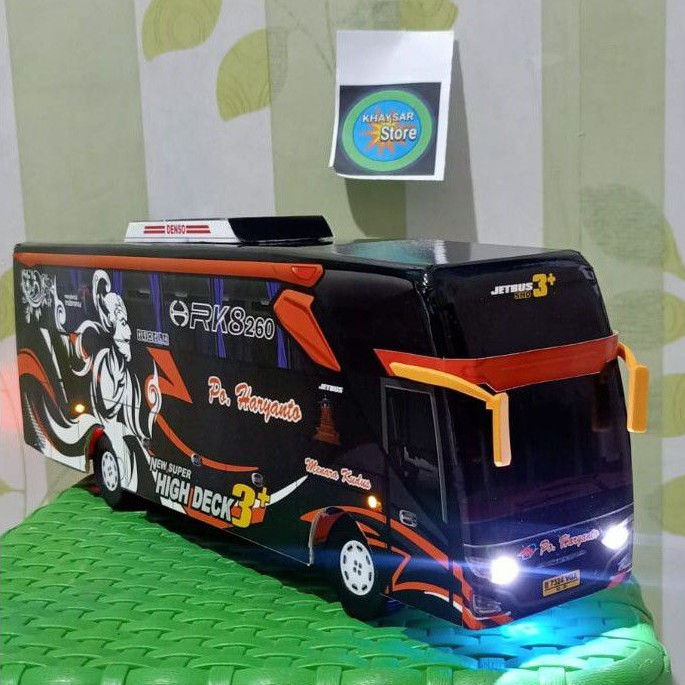 Miniatur Bus bis / mainan bus bis Haryanto wayang BIMA + Lampu