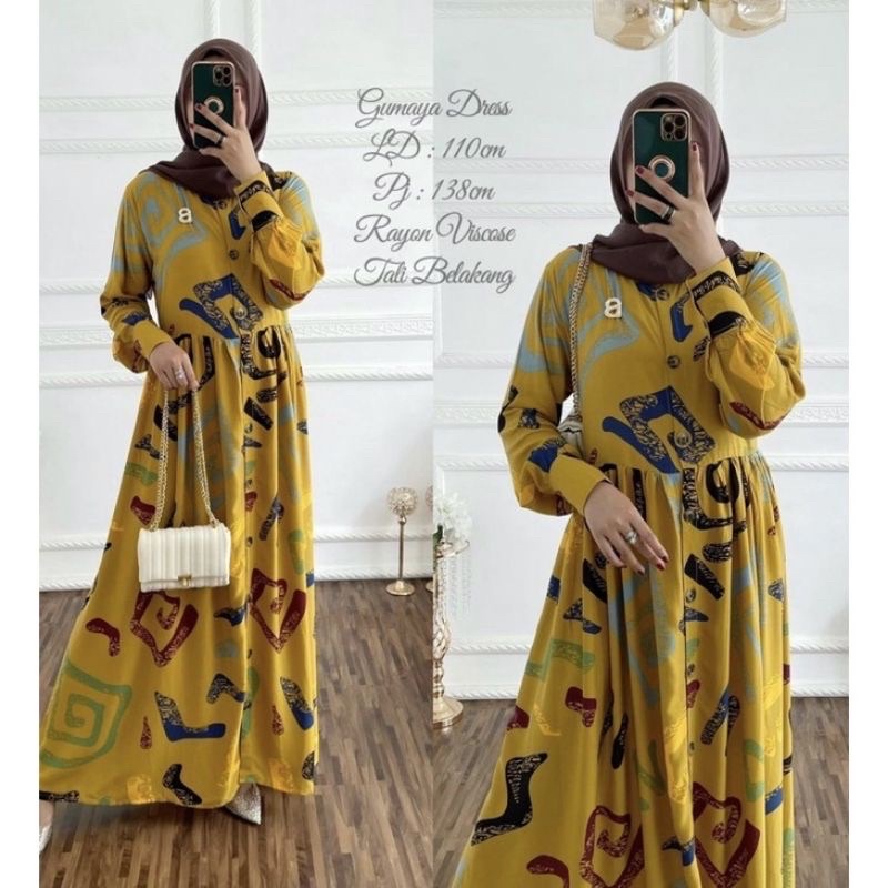 GAMIS RAYON VISCOSE / CIKA GISKA DRESS URAGIRI BUSUI LD 100-110 PJ 130 TERBEST SELLER / AZRAF DRESS PREMIUM MAXY DRESS / SABINA DRESS RAYON-Doodle dress Ld 110