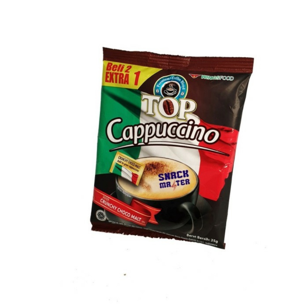 TOP Coffee Cappucino Kopi Instan 25gr perpack isi 9 Sachet 6 + 3