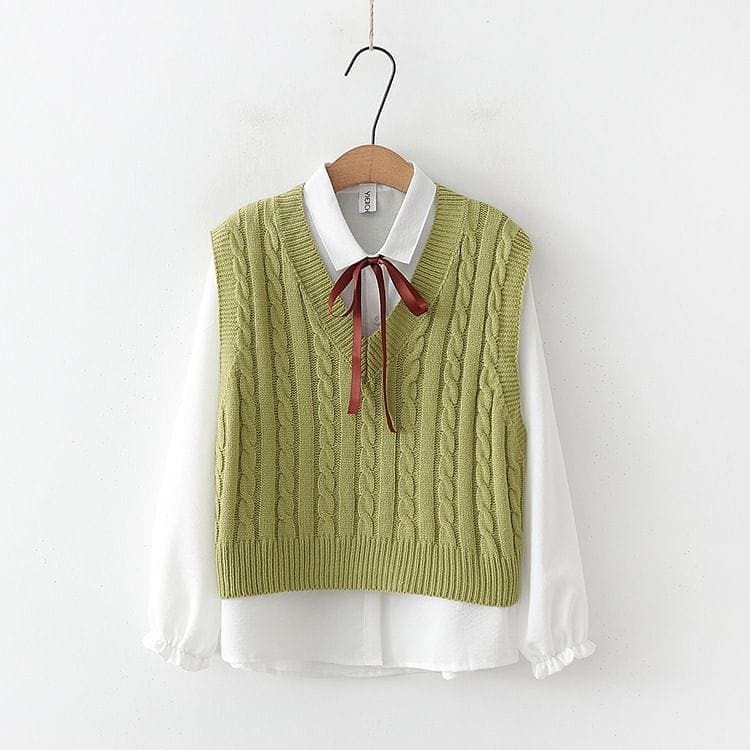 VEST ROMPI WANITA RAJUT LING KABEL KEKINIAN KOREAN STYLE TERBARU