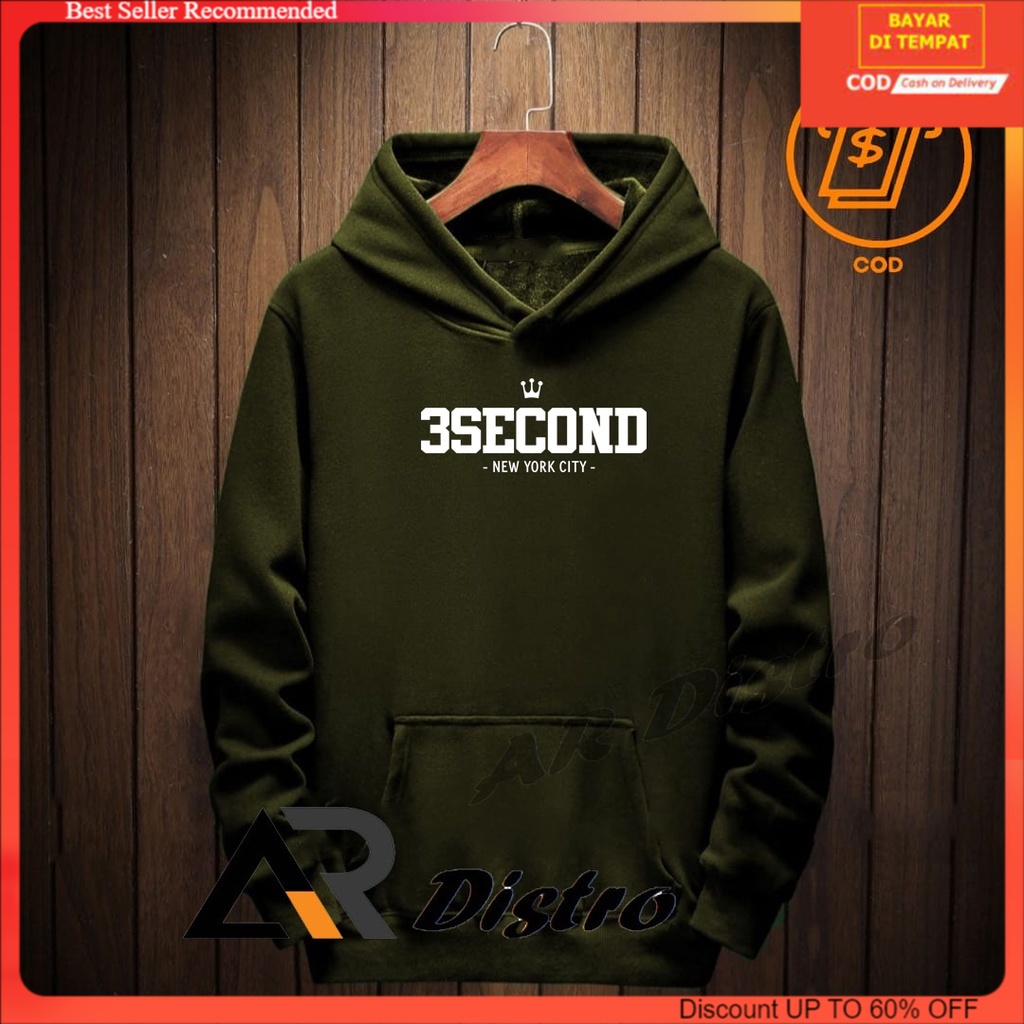 Hoodie 3SECOND New york Terbaru Logo White 100% Premium Quality