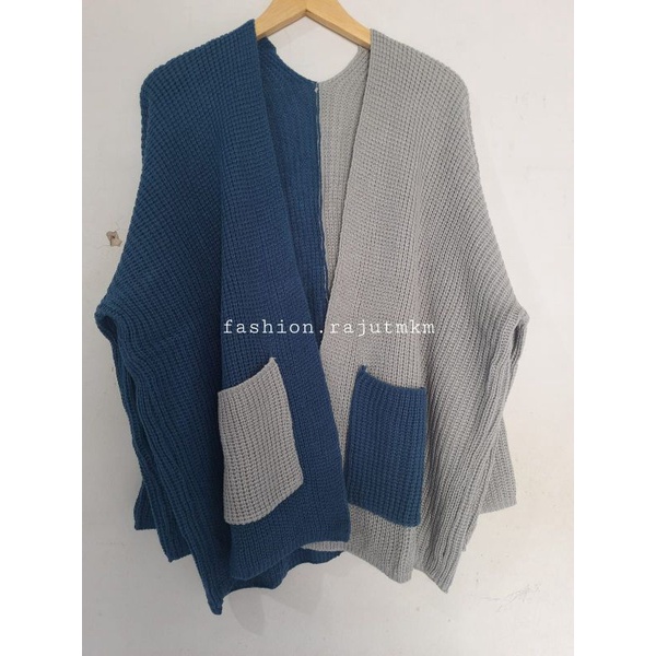 OVERSIZE LAVELLA RAJUT KARDIGAN RAJUT PREMIUM-Denim ft abu