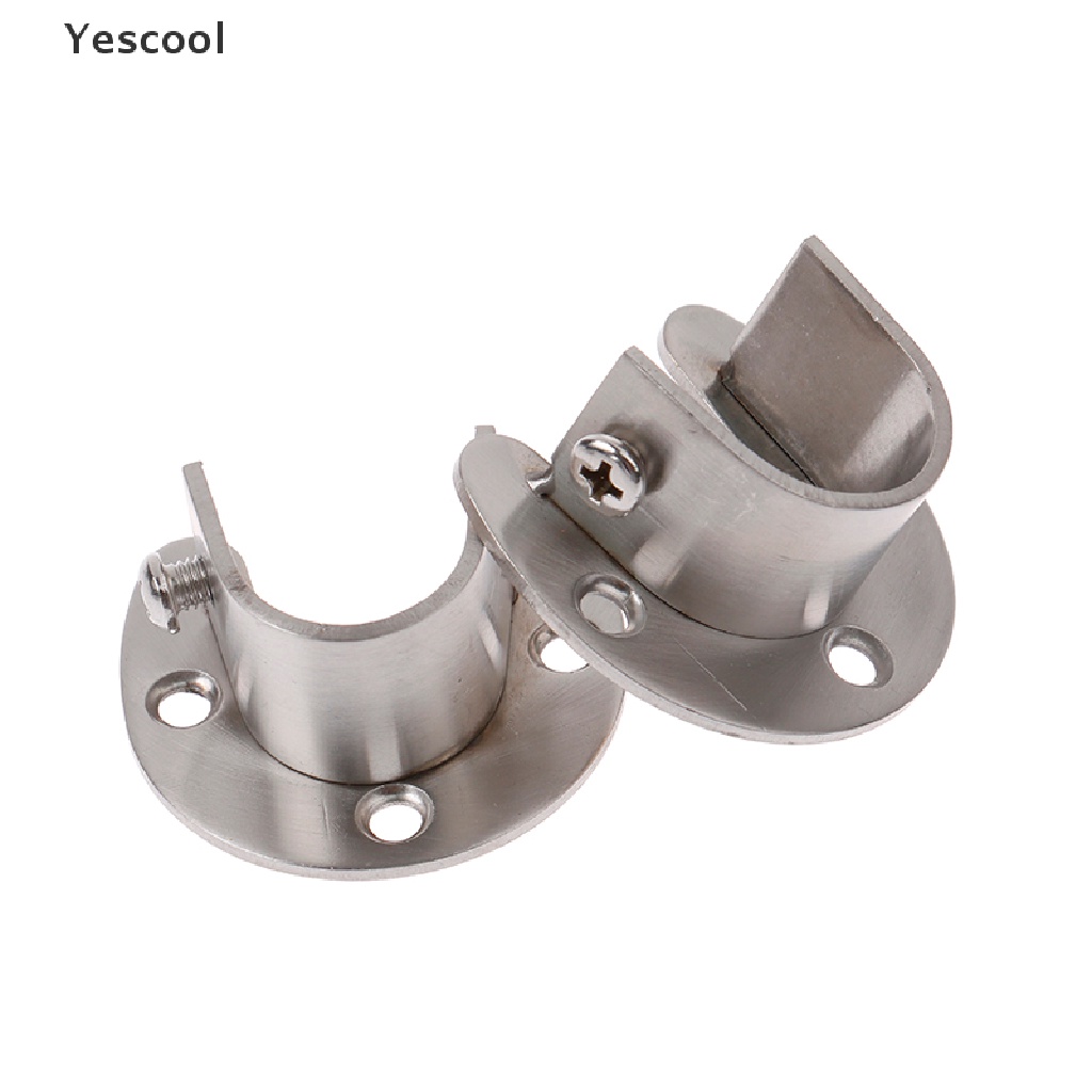 Yescool Holder / Dudukan Tiang Gantungan Baju Bahan Stainless Steel Ukuran 19 / 22 / 25 / 32mm