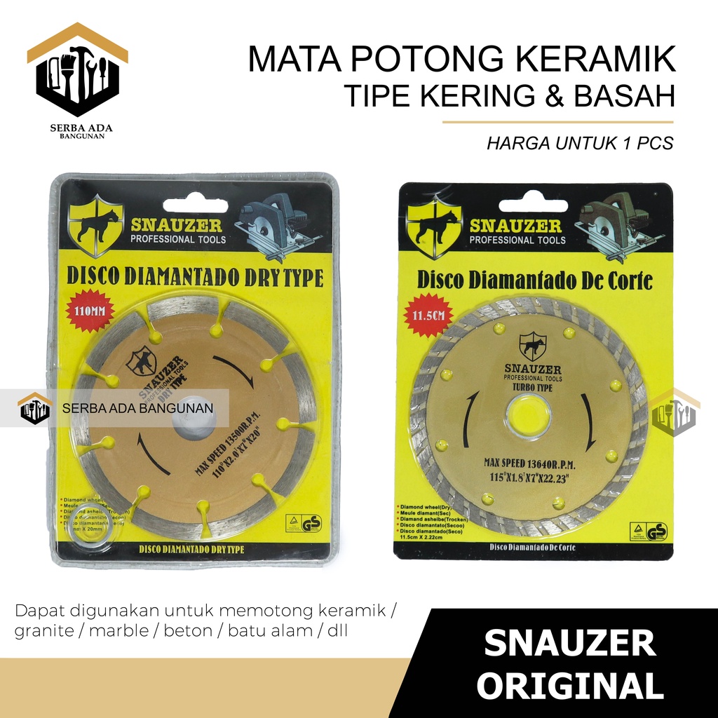 Mata Gerinda Pisau Potong Keramik Kering/Diamond Wheel Dry Turbo SNAUZER TERMURAH