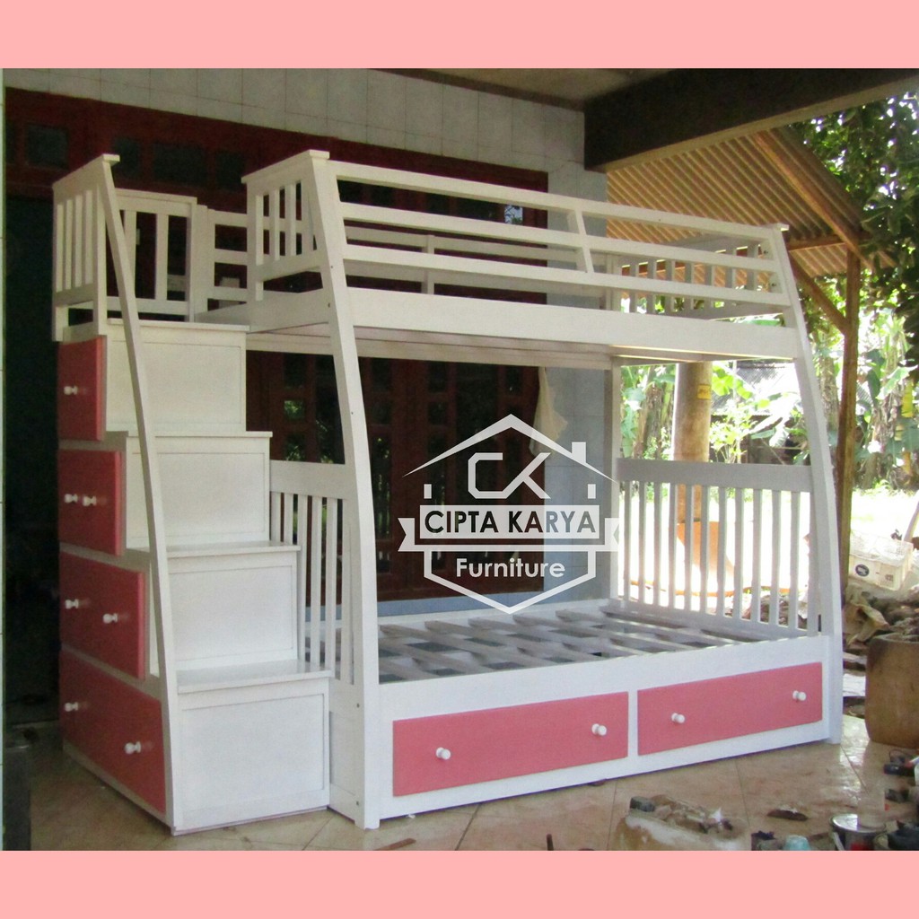Furniture Bunk Bed Kamar Set Minimalis Tempat Tidur Anak Tingkat Susun 2 Murah Minimalis Mebel Laci Shopee Indonesia