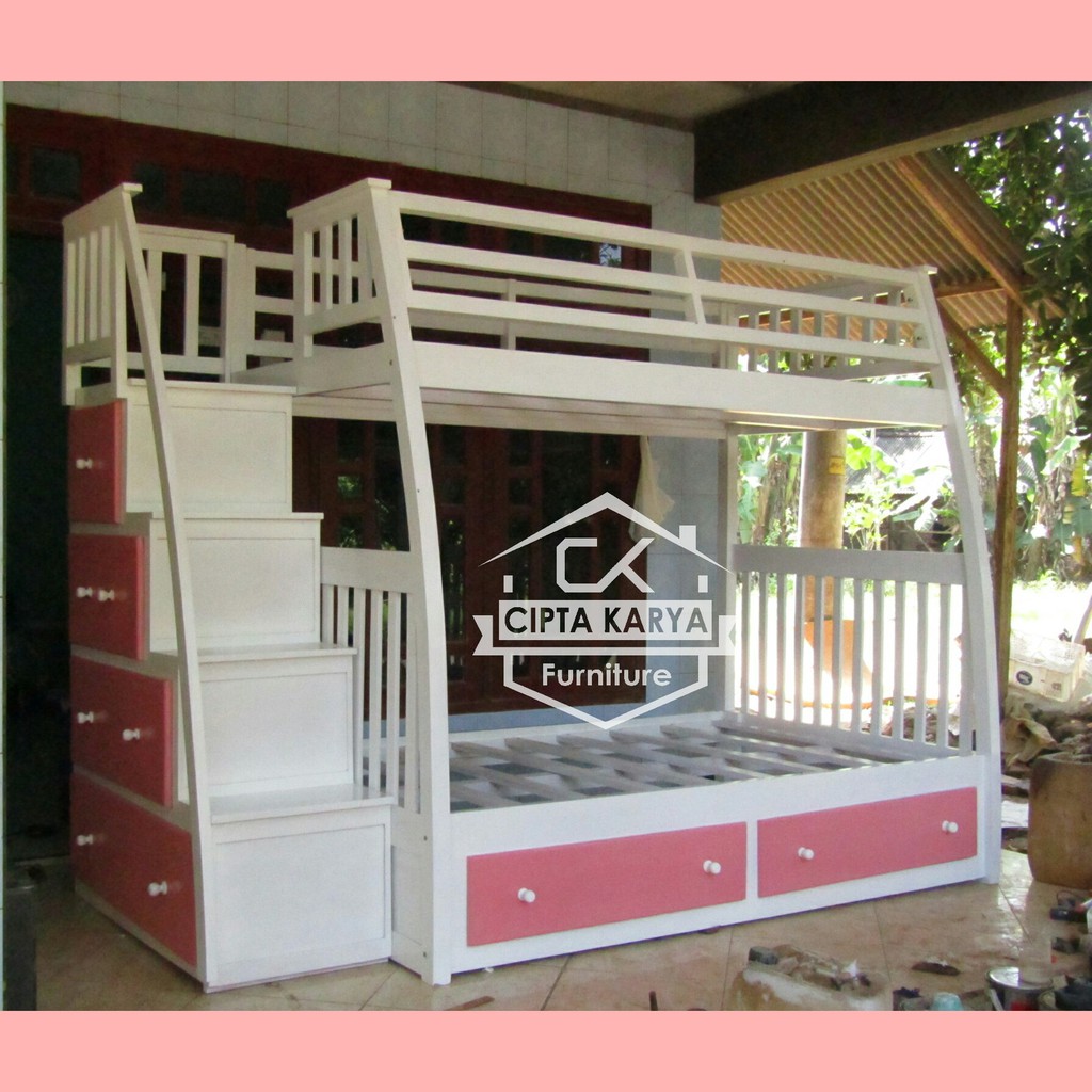 Furniture Bunk Bed Kamar Set Minimalis Tempat Tidur Anak Tingkat Susun 2 Murah Minimalis Mebel Laci