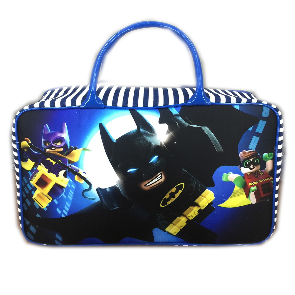 FREE ONGKIR !!!  Tas Travel Bag Kanvas JUMBO Bat man manu Lego Movie - Blue White