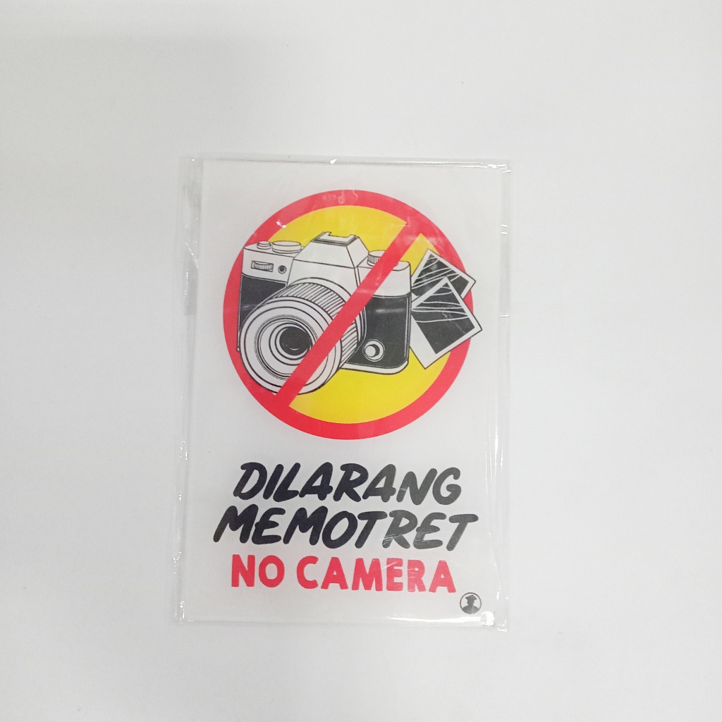 

label papan tulisan sign dilarang memotret potret - no camera signboard murah