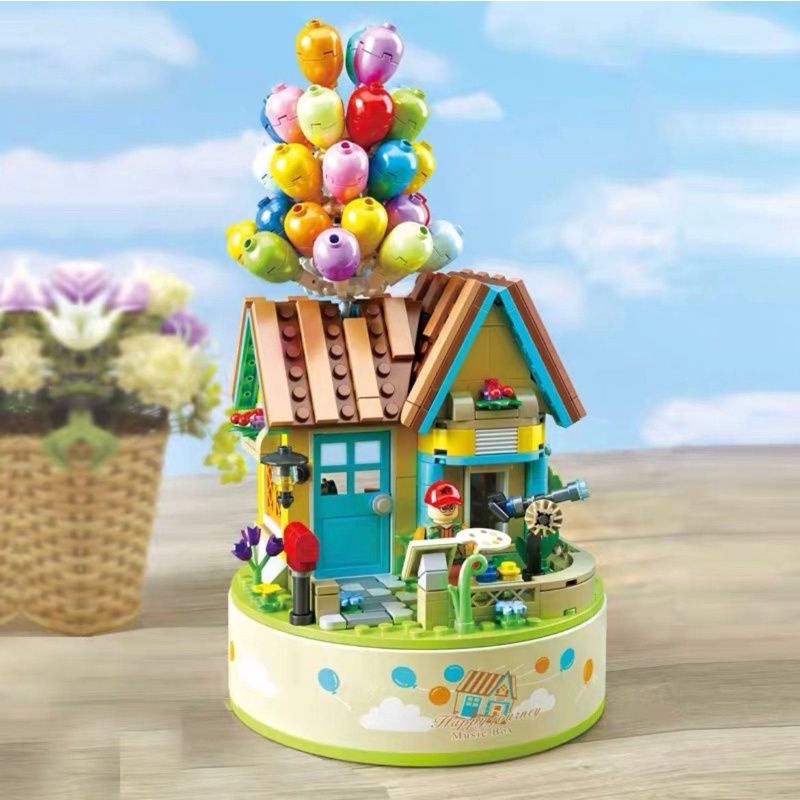 DIY Creative Music Box Block Balloon House Up