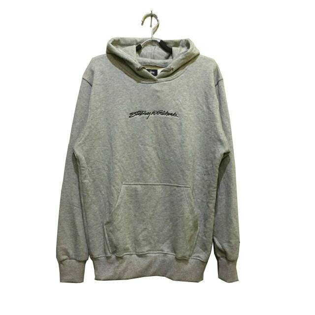 JAKET SWEATER HOODIE - STUSSY worldwide grey HIGH QUALITY
