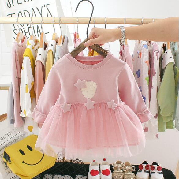 Dress anak bayi tile STAR - Baju Baby Bayi Anak perempuan cewek Gaun Tile Tulle renda Pesta Elegan Balita-PINK