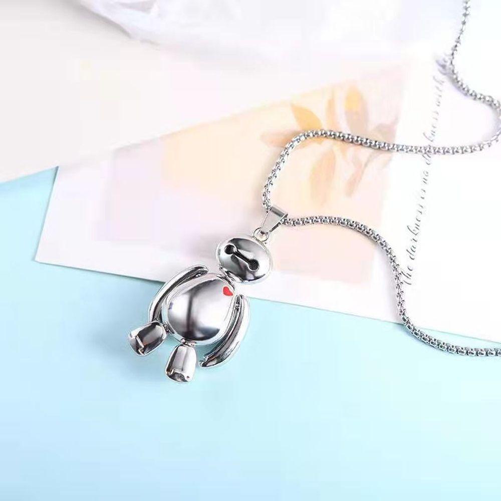 NEEDWAY Liontin Kalung Korea Hip Hop Hadiah Baymax Cinta Anggota Tubuh Bergerak Sweater Rantai Kalung