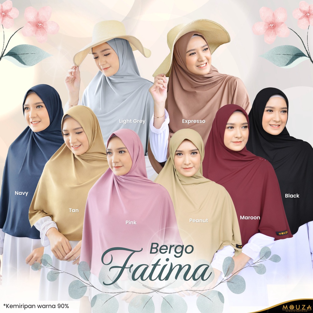 Bergo Fatima by Mouza Jilbab Instan All Size Original Branded
