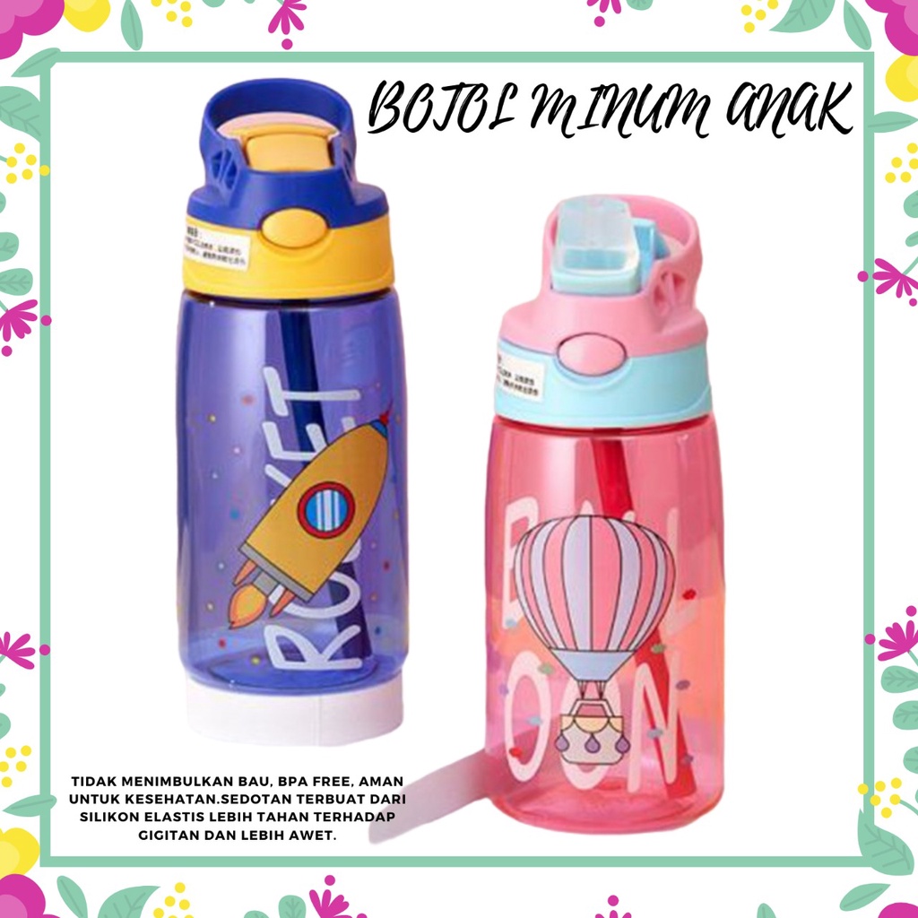 PROMO!!! BOTOL HAPPY AIR MINUM ANAK SEDOTAN MOTIF LUCU KARAKTER IMUT 480ML BPA AMAN BUAT ANAKANAK