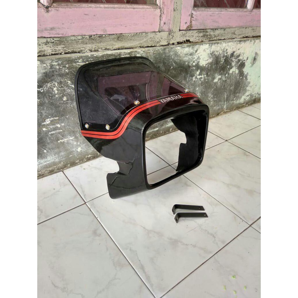 Krodong Lampu Hijab Hitam Lis Merah / Lampu Batok / Tutup Lampu Motor RX KING
