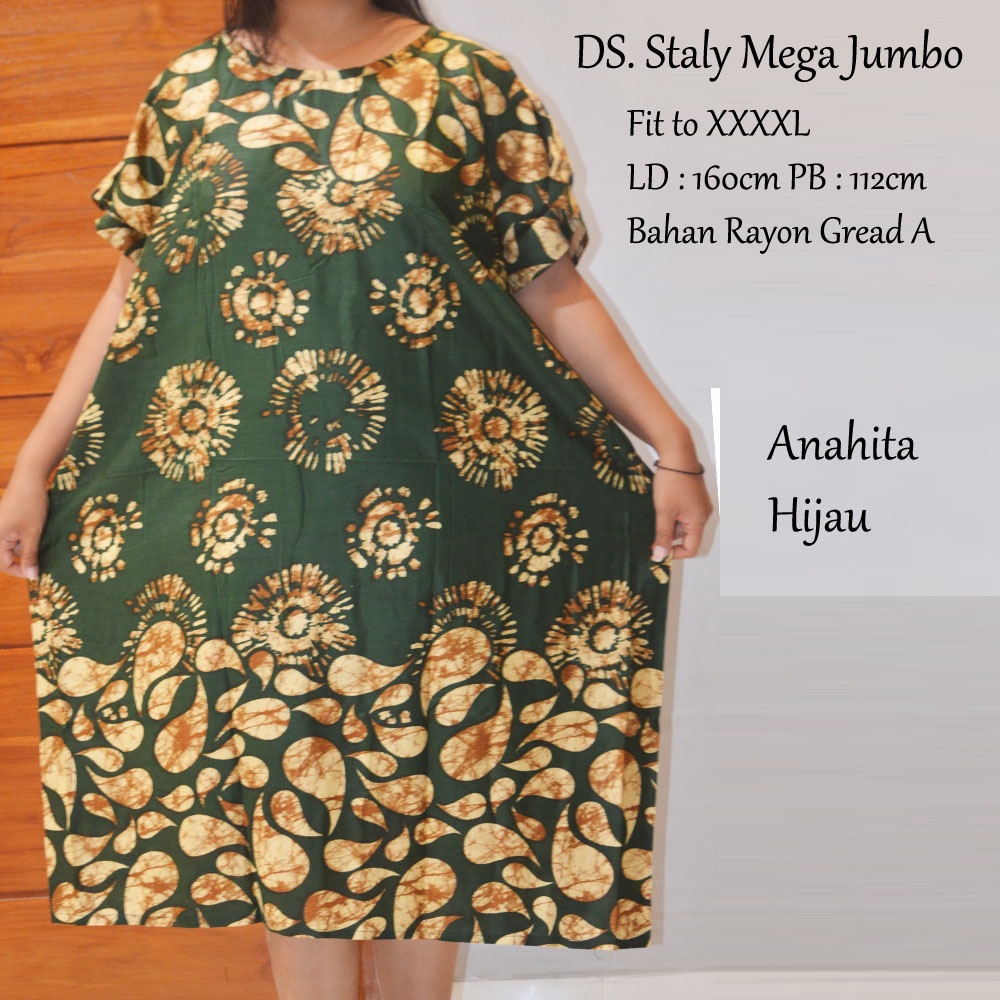 Daster Mega Jumbo Staly LD 160cm || Daster Jumbo Murah-Anahita Hijau B