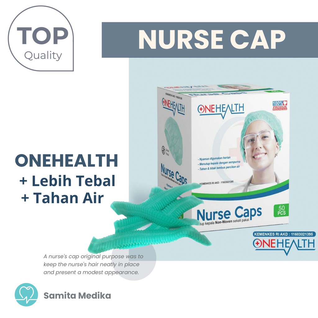 ECER PENUTUP KEPALA MEDIS / NURSE CAP / HAIR CAP / HAIRNET / TUTUP KEPALA NON WOVEN SEKALI PAKAI