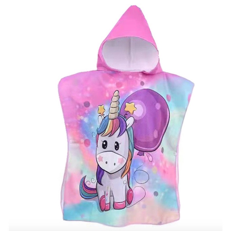 Handuk Ponco Anak Motif Karakter Microfiber-Unicorn Pelangi
