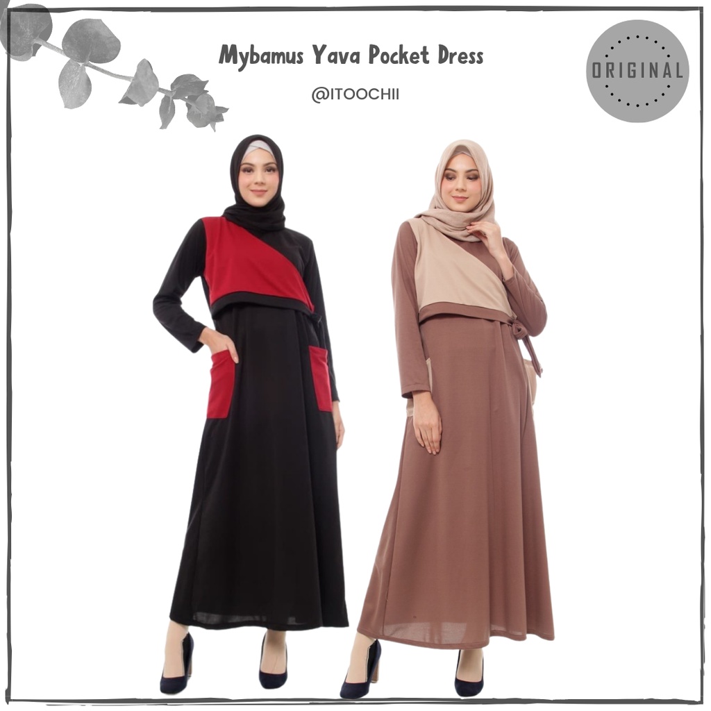 Mybamus Yava Pocket Dress Gamis Terbaru Gamis Wanita Dress Maxi Gamis 2021