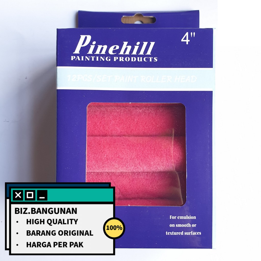 (HARGA 1 KOTAK) BULU KUAS ROLL PINEHILL MERAH 4&quot; KAPAL WOOL - REFILL KUAS CAT ROL