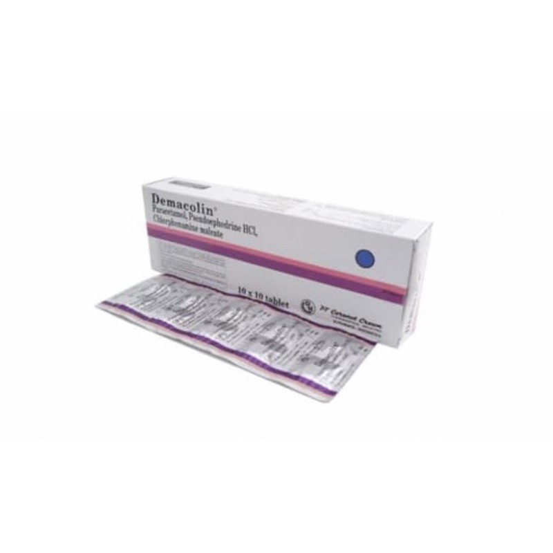 Demacolin strip 10 tablet ( meredakan demam &amp; pusing &amp; pilek )